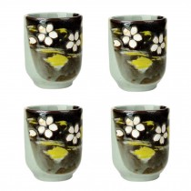 Set of 4 Ceramic Tea Cups Japanese Style Creative Teacups Small Teacups Gift [M]