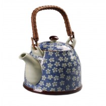 Japanese Style Porcelain Teapot, Plum Blossom 30 OZ, BLUE