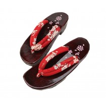 Non-slip High-heeled Wooden Slippers Fashion Clogs( Red Cherry )