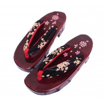 Non-slip High-heeled Wooden Slippers Fashion Clogs( Black Cherry )