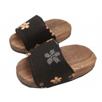 Non-slip Massage Wooden Slippers Fashion Clogs( Black Cherry )