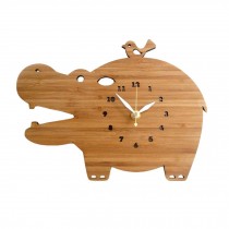 Cute Hippos Shape Modern Wall Clocks Wood Wall Clocks Kids Room Decor 12"