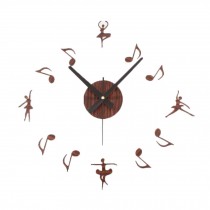 Wood Wall Clocks DIY Dancing and Musical Note Wall Sticker Modern Wall Clock 12"