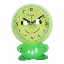Cute Cartoon Figure-Shaped Alarm Clock For Kids With Night-Light Green
