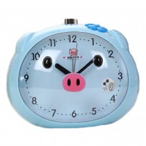 Cute Pig-Shaped Alarm Clock For Kids With Night-Light Blue