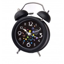 Eleagnt Metal Magic Cube Double Bell Alarm Clock With Night-Light Black 4"