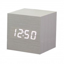 Creative Wood Grain Alarm Clock With Temperature Function Display (White)