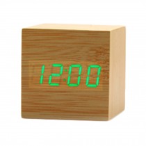 Creative Wood Grain Alarm Clock With Temperature Function Display (Burlywood)
