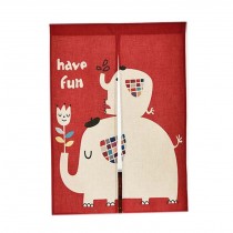 Cartoon Japanese Style Short Kitchen Cloth Curtain Bedroom Curtains,Red Elephant