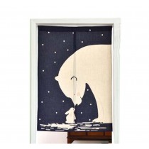 Cartoon Japanese Style Short Kitchen Cloth Curtain Bedroom Curtains, Dark Blue