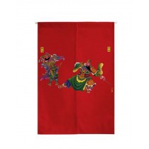 Chinese God of Door Short Half Curtain Living Room/Bedroom Valance, Red