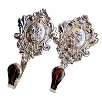 2 Pieces Curtain Rose Decorative Buckles/Holders, Silver(7*2.5cm)