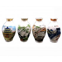 Set Of 4 Chinese Style Refrigerator Magnet Ceramics Painted China Famous Places