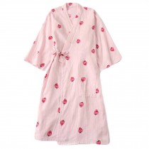 Pink Strawberry - Thin Pajamas Robe Long Loungewear Cotton Khan Steam Kimono