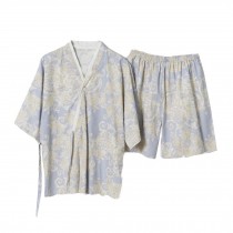 Flora Pattern Kimono Style Summer Short Pajamas Suit Khan Steam Clothes Pajamas
