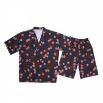 Loose Home Wear Cotton Short Pajamas Suit Kimono Style Pajamas Loungewear