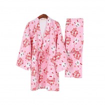 Cute Rabbit Women's Pajamas Suit Pajamas Cotton Pajamas Kimono Pajamas