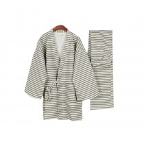 Fall & winter Cotton Thick Striped Pajamas Bathrobe Men's Pajamas Suit