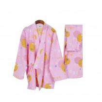 Rabbit Pattern Simple Cotton Thick Pajamas Women Pajamas Suit  Bathrobe,Pink