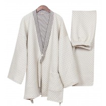 Cotton Air Layer Pajamas Suit Tracksuit Bathrobe Men's Kimono Pajamas Thickening