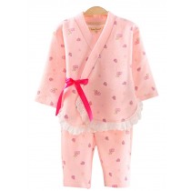 Children 's Pajamas Suit  Kimono Pajamas Girls Long - sleeved Cotton Air Layer