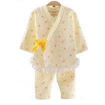 Girls Long - sleeved Cotton Air Layer Kimono Pajamas Children 's Pajamas Suit