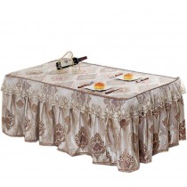 Palace Style Table Cover Coffee Tablecloth Dustproof Lace Tablecloth, Dark Brown
