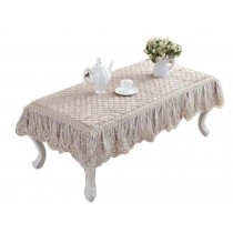European Style Velvet Table Cover Coffee Dustproof Lace Tablecloth, Champagne