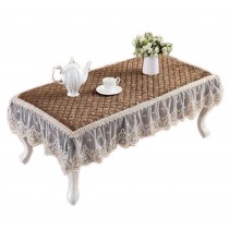 European Style Velvet Table Cover Coffee Dustproof Lace Tablecloth, Brown