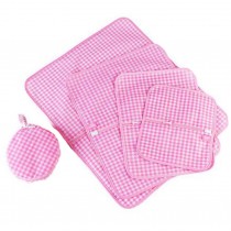 Set of 5 Mesh Laundry Bags Travel Laundry Bag with Premium Zipper, Pink Grid