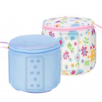 Set of 2 Mesh Laundry Bags Underwear Laundry Bag with Zipper, Blue and Floral
