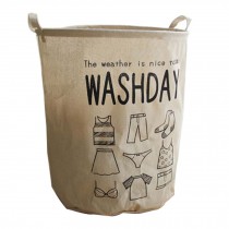Household Retro Style Letter Pattern Laundry Basket for Dirty Clothes Storage