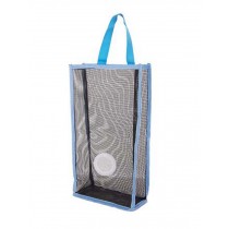 Set of 2 Wall Mount Plastic Bag Holder Grid Extractable Storage Bag, Blue