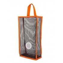 Set of 2 Wall Mount Plastic Bag Holder Grid Extractable Storage Bag, Orange