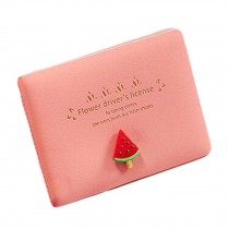 PU Leather ID Card Case Driving License Cover Slim Credit Card Holder, Pink