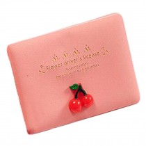 PU Leather Slim Card Holder Identity Card Case Driving License Cover, Cherry