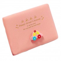 PU Leather Driving License Cover Identity Card Case Slim Card Holder, Pink Car