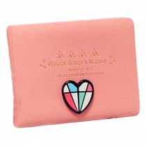 PU Leather Slim Card Case Identity Card Holder Driving License Cover,Color Heart