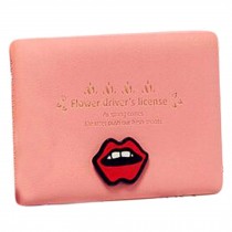 PU Leather Identity Card Holder Slim Card Case Driving License Cover, Lips