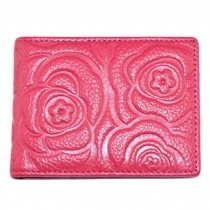 [Rose] Women PU Leather Driving License Cover Slim Identity Card Case, Rose Red