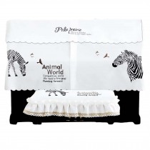 Upright Piano Dust Cover Embroidery Zebra Pattern White Protection Cover