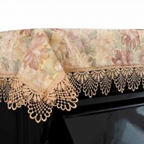 Dustproof Half Piano Cloth Floral Piano Cover Piano Dust Cover with Soluble Lace