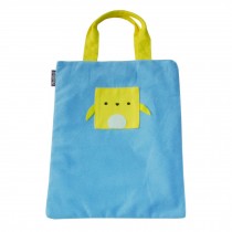 Cute Handmade Canvas Hand Hold Zipper File Folder Reusable Storage Handbag, Blue Chick