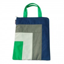 Handmade Multicolor Sitching Canvas Hand Hold Zipper File Folder Reusable Storage Handbag