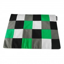 Handmade Sitching Canvas Zipper Storage Bag for Office Document File Travel, Black Green Grids