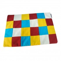 Handmade Sitching Canvas Zipper Storage Bag for Office Document File Travel, Primary Colors Grids