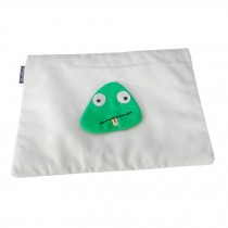Cute Cartoon Handmade Green Monster Canvas Zipper Storage Bag for Office Document File Travel