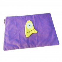 Cute Cartoon Handmade Yellow Monster Canvas Zipper Storage Bag for Office Document File Travel, Purple