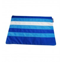 Handmade Sitching Blue Stripes Canvas Zipper File Folders for Office Document File Travel Organize