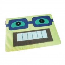 Cartoon Laughing Monster Handmade Reusable Canvas Zipper File Folders for Office Document Travel Organize